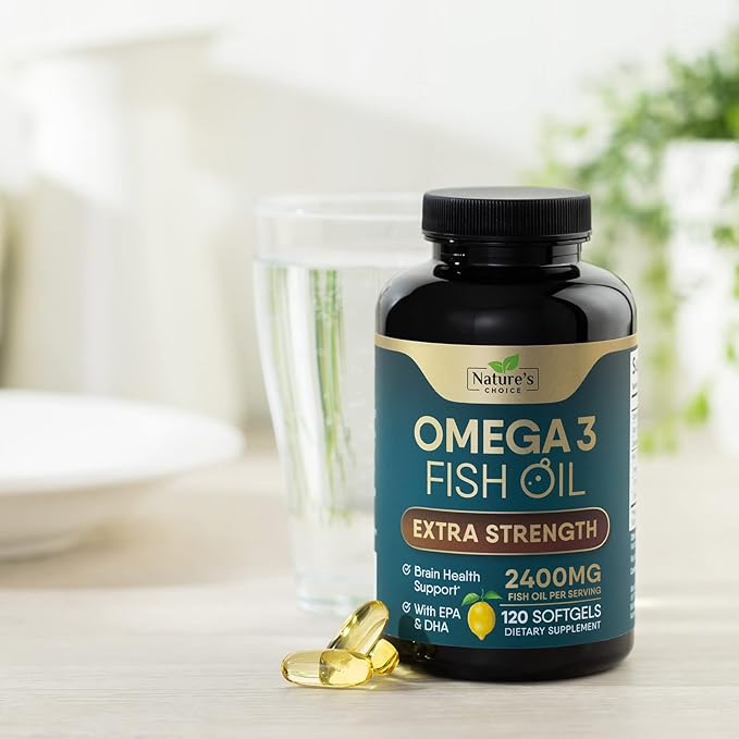 Triple Strength Omega 3 Fish Oil 2400 mg Omega-3 Supplements, 120 Softgels