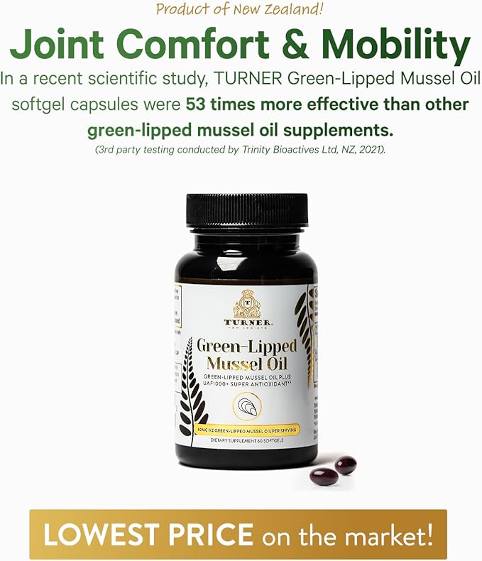 TURNER New Zealand Green Lipped Omega-3 53x Higher UAF1000+ Super 3 Bottles, 180 Softgels