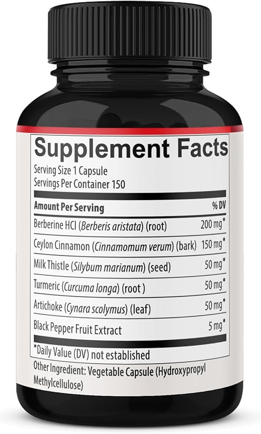 150 Capsules Berberine Supplement with Ceylon 5 Month