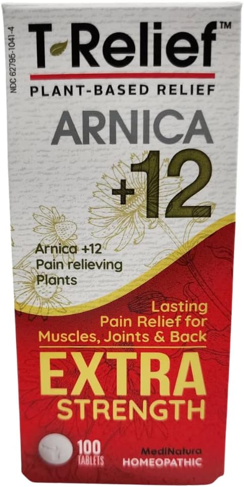 T-Relief Extra-Strength Arnica +12 Natural Relieving Actives for Back Pain Joint Soreness Muscle Aches & Stiffness, Whole Body Fast-Acting Relief for Women & Men - 100 Tablets (2 Pack)