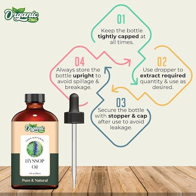 Hyssop (Hyssopus Officinalis) Oil | Pure & Natural Essential Oil for Skincare, Massage, Aroma and Diffusers - 118ml/3.99fl oz
