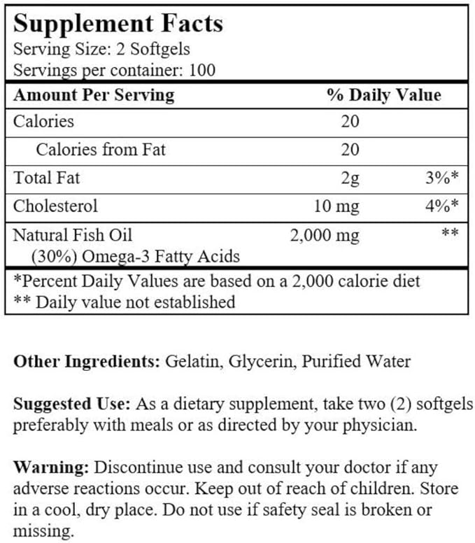 Omega 3 Alaska Deep Sea Fish 1000mg 200 200 Softgels