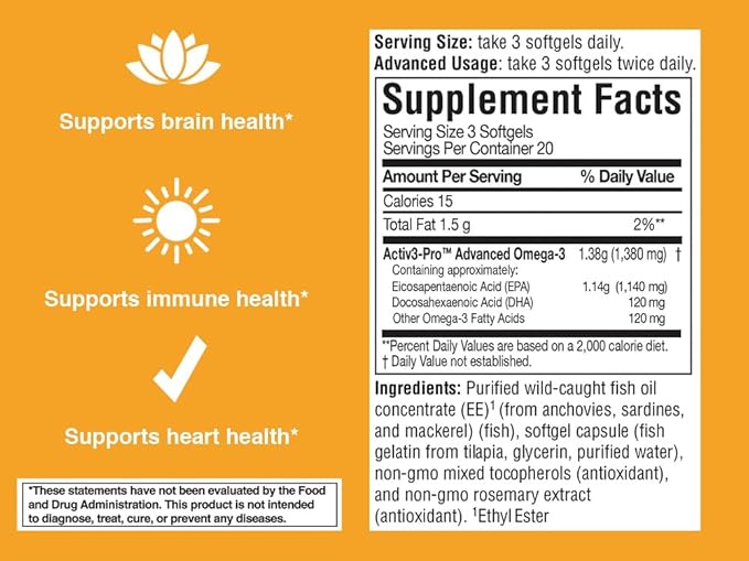 7010MD Advanced Omega-3 Formula, 92% Omega-3 1140 mg 60 Count