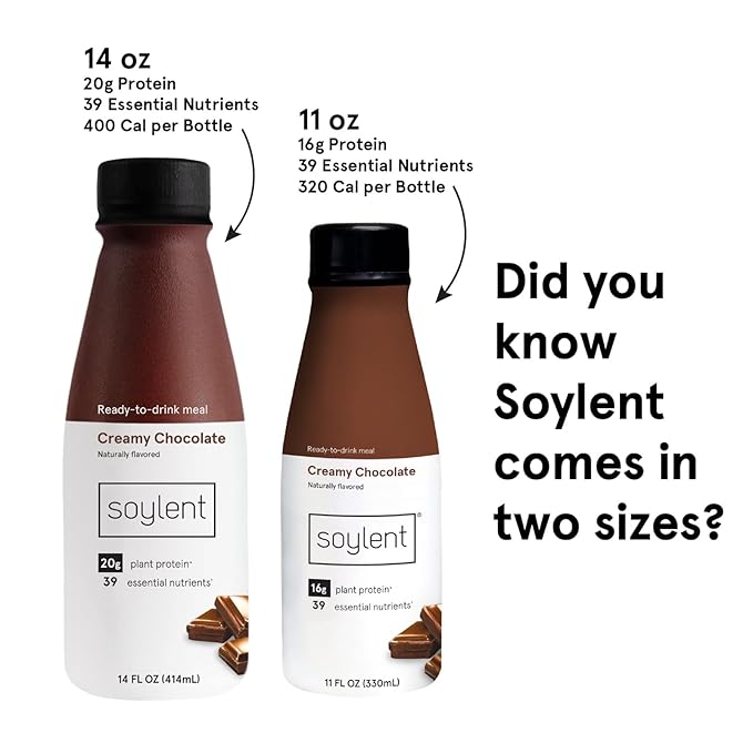 Soylent Chocolate Meal Replacement Shake, Contains 16g Complete 11oz, 12 12 Pack