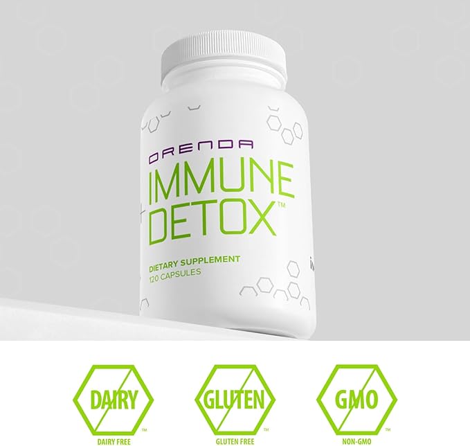 Orenda Immune + Detox - Specialized Formula with Calcium d-Glucarate, Beta 1,3 Glucans & IMMUSE® for Wellness and Balance - 120 Capsules