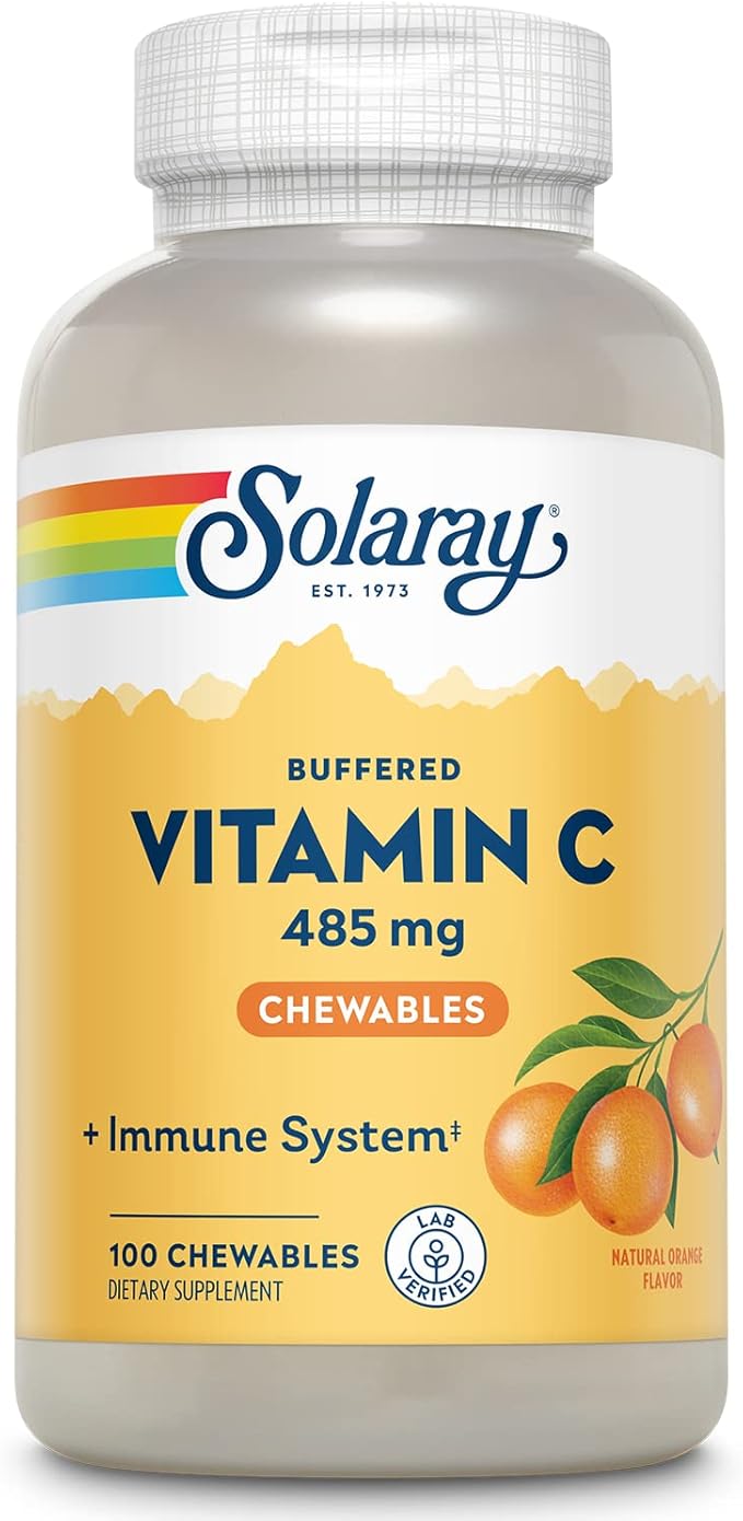 SOLARAY Chewable Vitamin C with Rose 60-Day Guarantee, 100 Serv, 100 Chewables