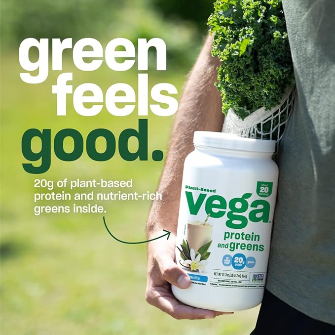 Vega Protein and Greens Protein Powder, Berry 20g Plant 1.3 lbs