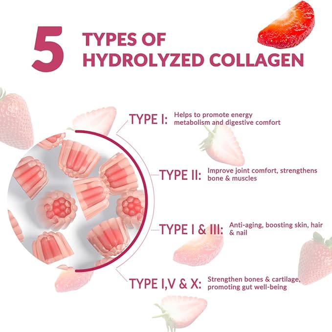 Sugar Free Collagen Gummies for Women, 2000mg Protein 5000mcg Biotin B12, Hydrolyzed