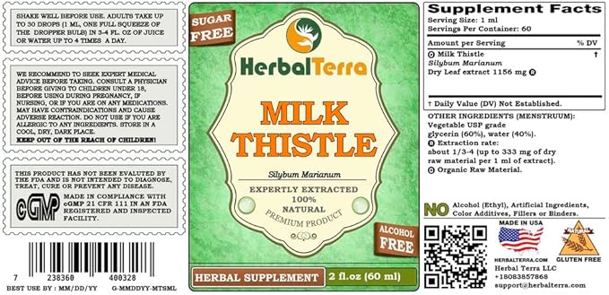 Milk Thistle (Silybum Marianum) Glycerite, Organic 2 oz