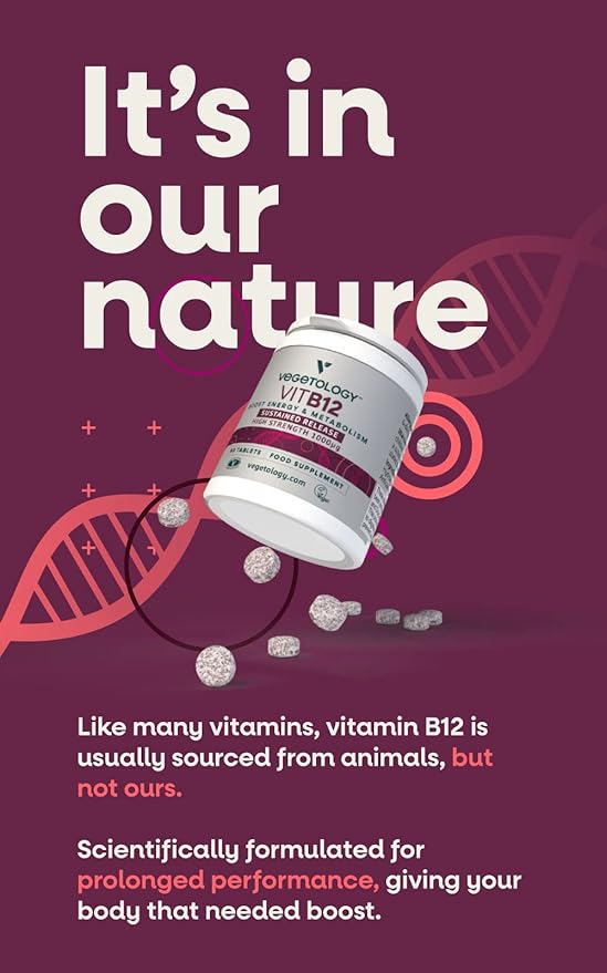 Vitamin B12 Supplements – Vegan B12 Vitamins for Energy Support – VIT B12 Vitamin Supplements for All Ages – Vitamin B12 1000 Mcg (60 Tabs)