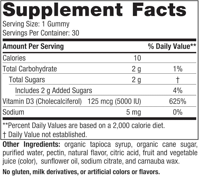 Nordic Naturals Vitamin D3 5000 Gummies, Passion Fruit - 30 Gummies - Support for Healthy Bones, Mood, & Immune System - Vegetarian - Non-GMO - 30 Servings