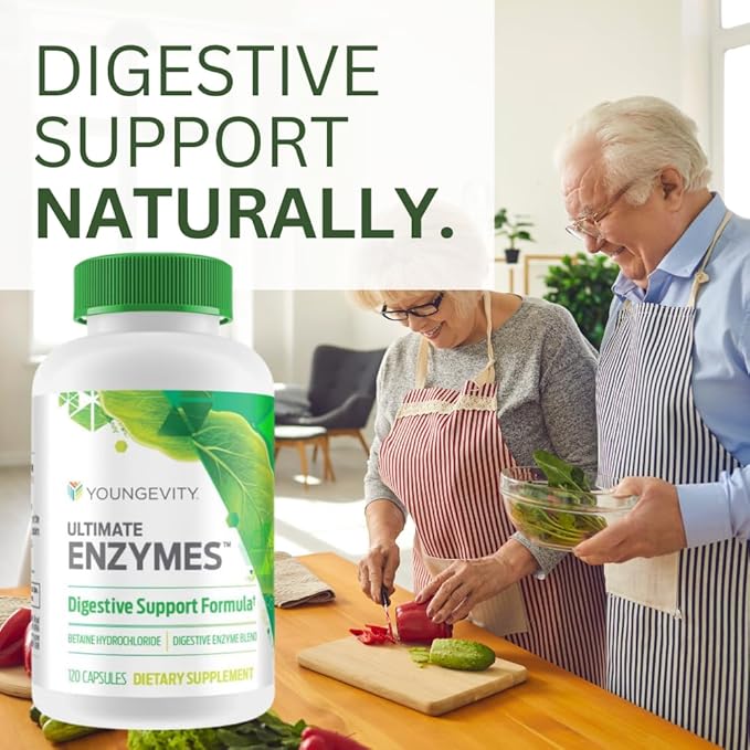 Youngevity Ultimate Enzymes® 10X, Papain 6M, Pepsin 1:3000 (120 (120 Capsules 4 pack)