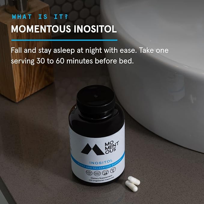 Momentous Inositol Supplement - Myo-Inositol for Mood Balance, Cognitive Function & Rest Quality Support - Vegan, GMO-Free, Gluten-Free, 60 Servings