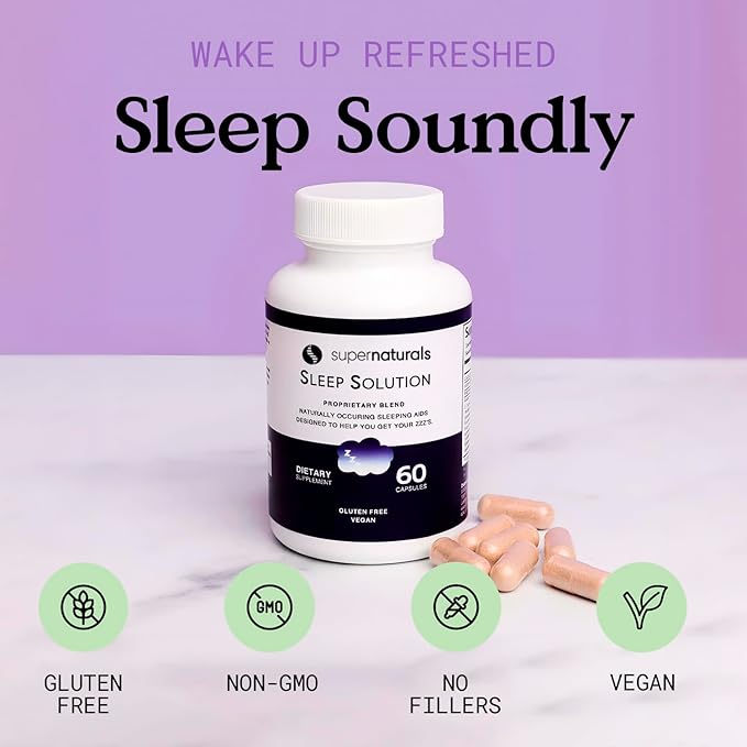 Health Sleep Solution, Sleep Supplement for Adults, Magnesium and Melatonin for Sleep Provides Natural Sleep Support, Vegan Ingredients, Gluten-Free Magnesium Sleep Supplement, 60 Capsules