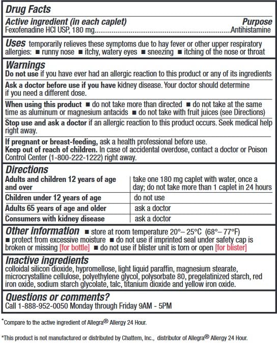 HealthA2Z® Allergy Relief 180mg | 90 Caplets 24-Hour Antihistamine