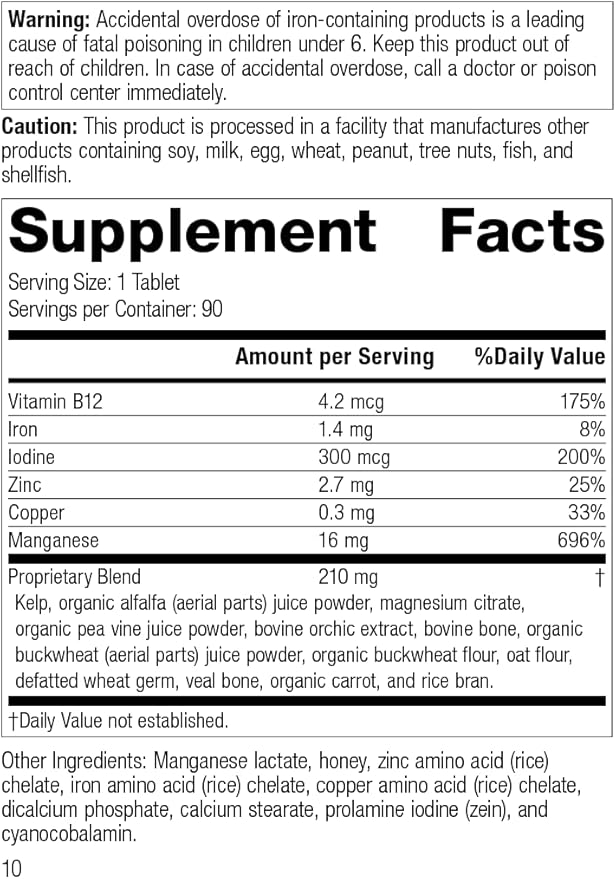 Standard Process Trace Minerals-B12 B12, Zinc, 90 Tablets