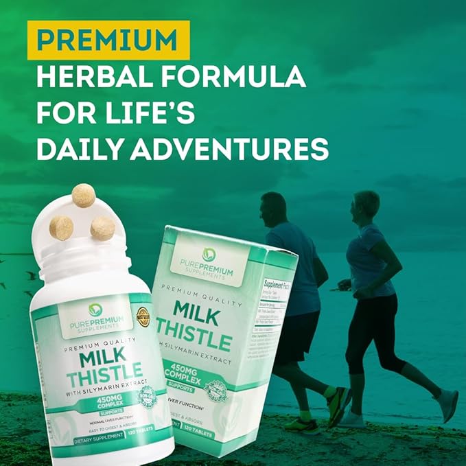 PurePremium Milk Thistle Supplement with Silymarin Extract 450MG Complex 4 Months 120 Tablets