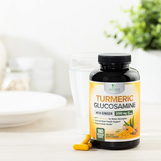 Turmeric Curcumin with BioPerine, Ginger & 95% Curcuminoids 2000mg Black 180 Capsules