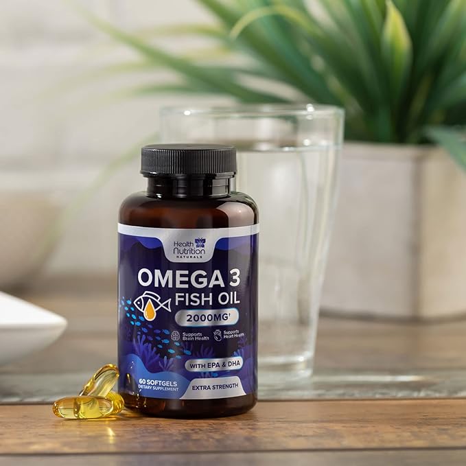 Triple Strength Omega 3 Fish Oil 2000 mg Omega-3 Supplements, 60 Count
