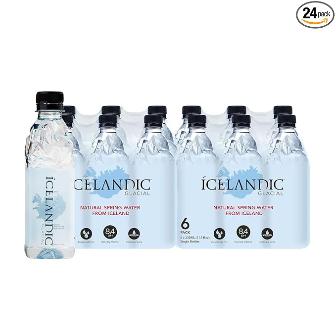 Icelandic Glacial Natural Spring Water, Unflavored, 330 ml / 11.1 Fl Oz (Pack of 24)