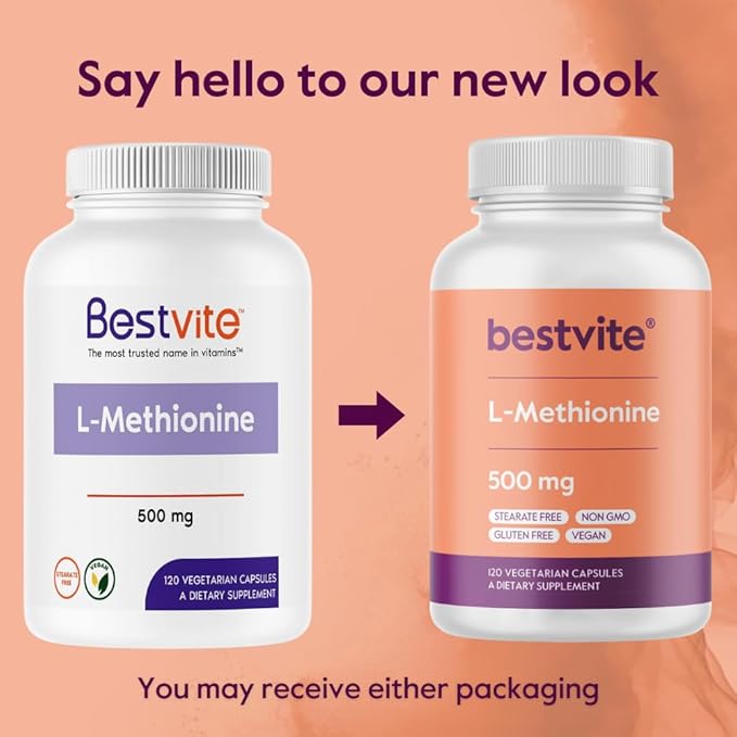 BESTVITE L-Methionine 500mg (120 Vegetarian Capsules)