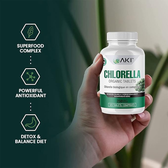 AKI Chlorella Superfood Supplement Tablets (525) B12, Iron,