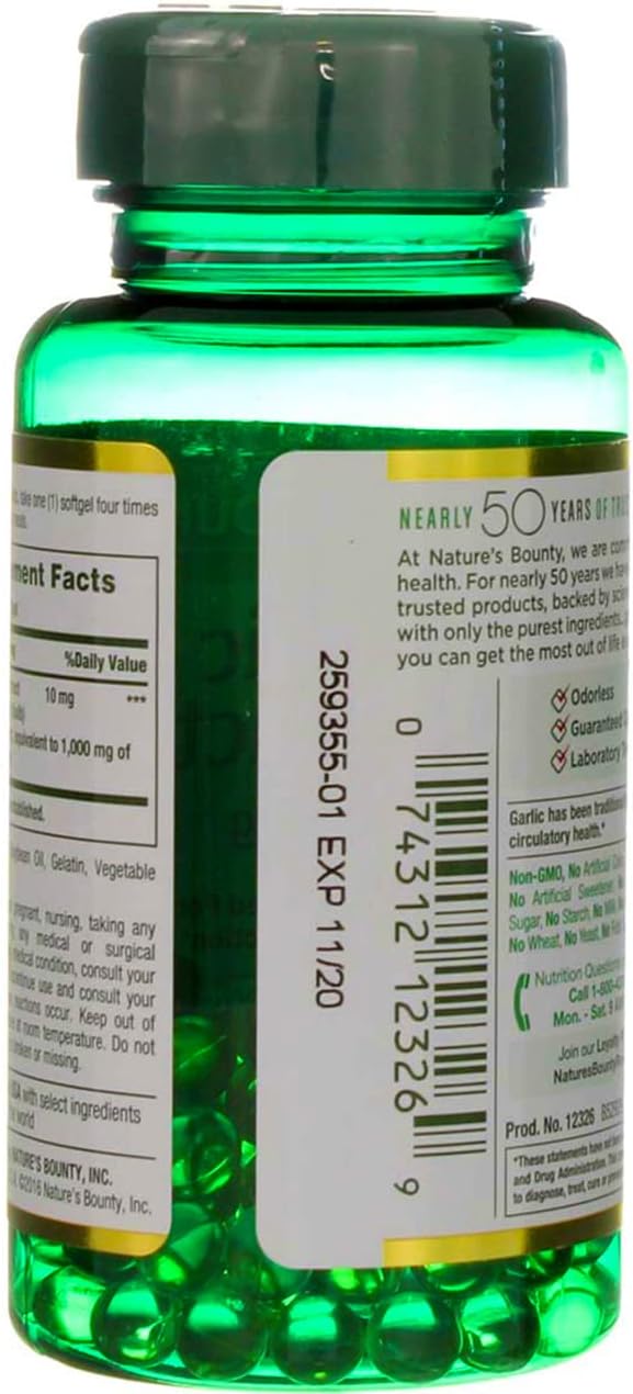 Nature's Bounty Garlic Extract 1000 mg 100 ea 2)