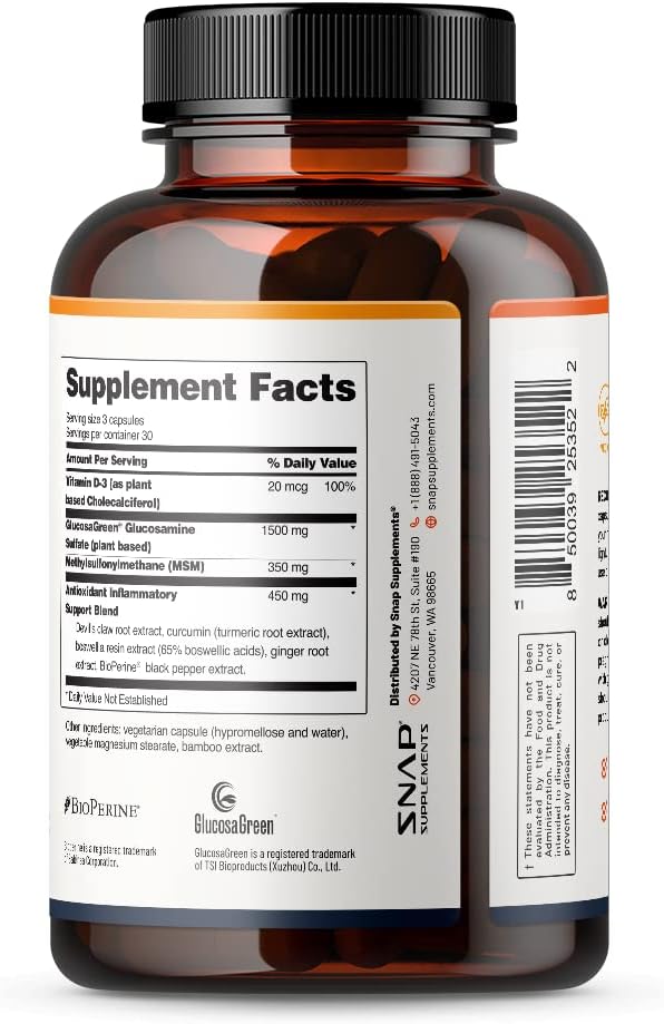 Snap Supplements Joint Health Support Supplement, 90 Capsules