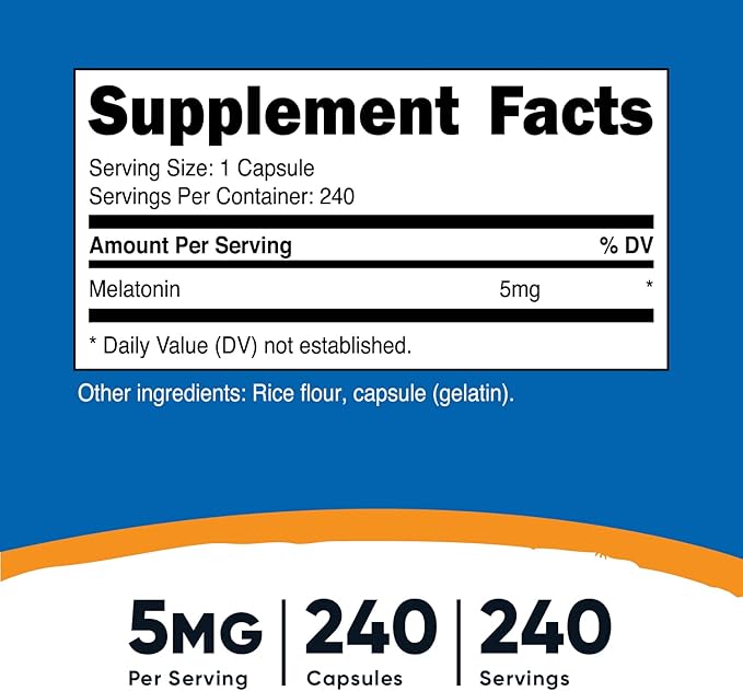 Nutricost Melatonin 5mg, 240 Capsules (3