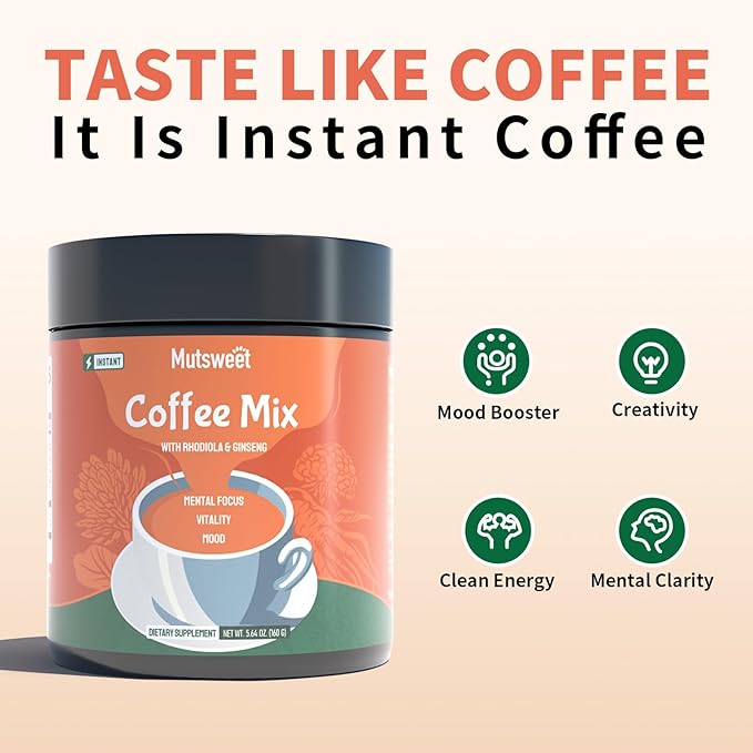 Mutsweet Rhodiola Rosea Instant Coffee Mix 40 Servings,