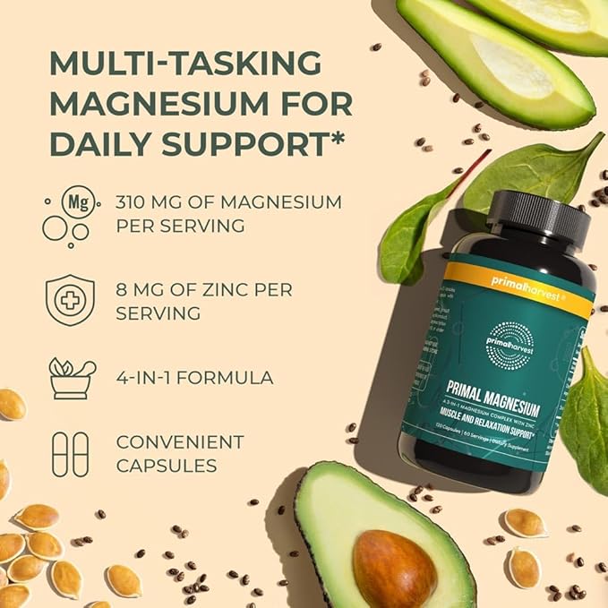 Magnesium Supplement Complex 310mg by Primal 120 Capsules