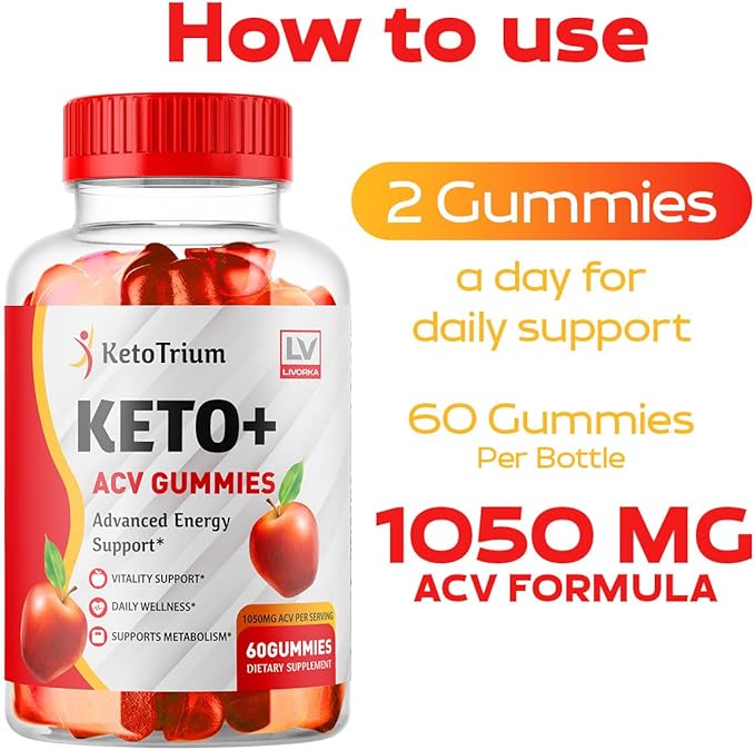 Keto Trium Keto ACV Gummies Advanced Formula, 60 Gummies for 1 Month