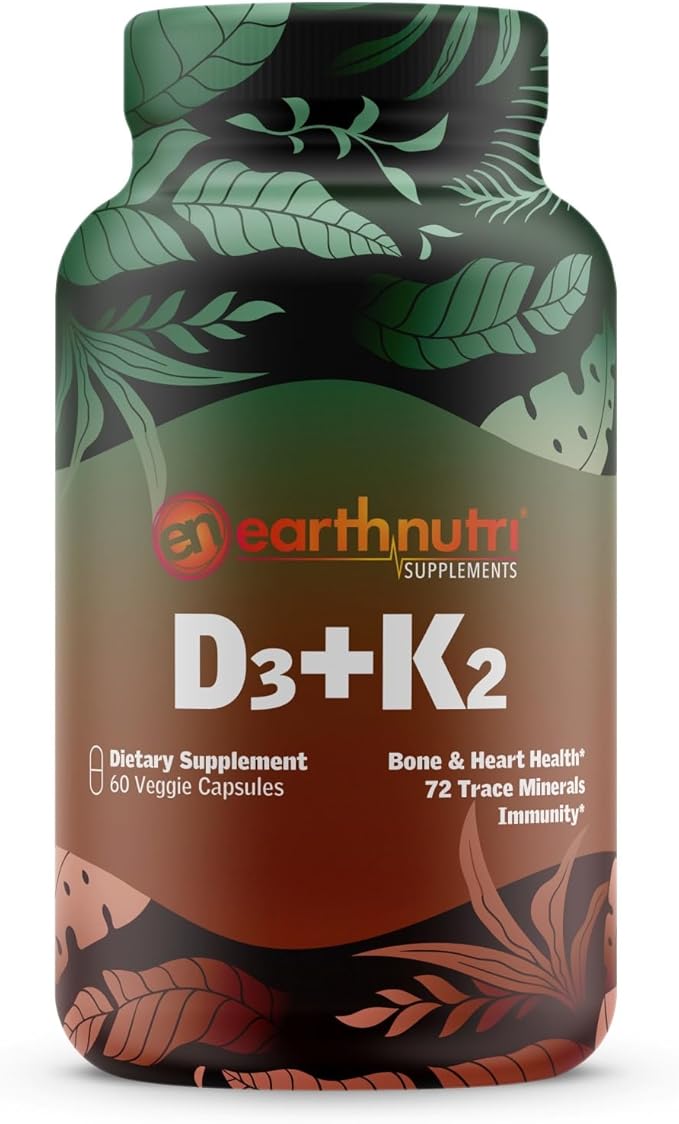 EarthNutri D3 + K2 + 72 D3 from K2 from Q7, Calcium 60 Veg