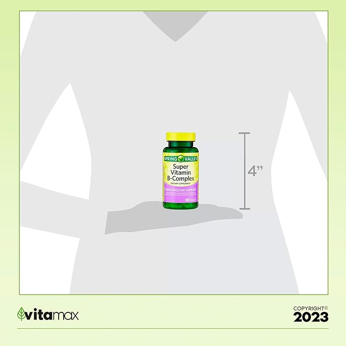 Spring Valley Super Vitamin B-Complex Tablets 100 Count 3 Months (2 Items)
