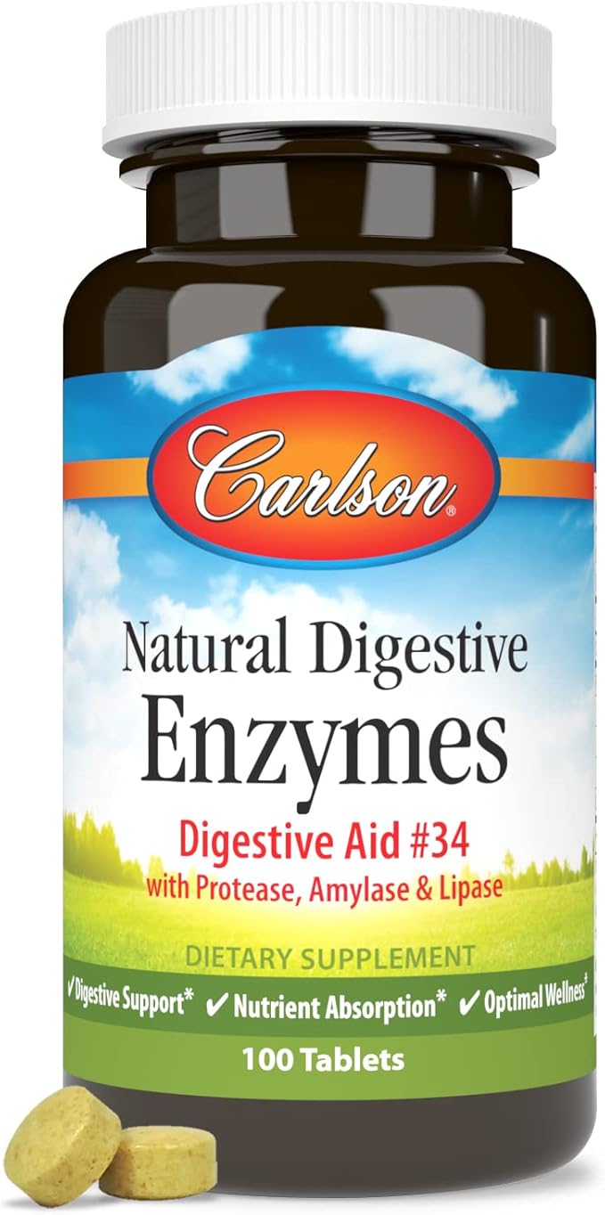 Carlson - Natural Digestive Enzymes, Digestive #34 with 100 Tablets