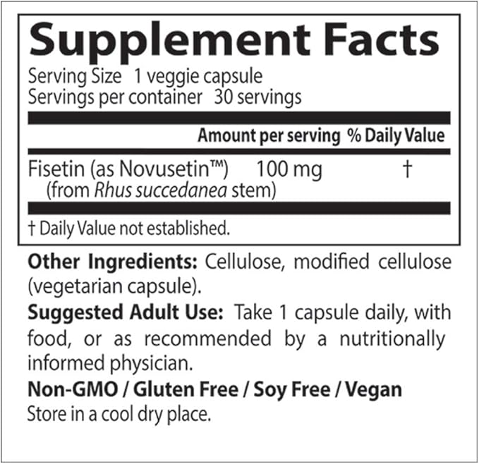Doctor's Best Fisetin with Novusetin, Non-GMO, 100 mg, 30 count