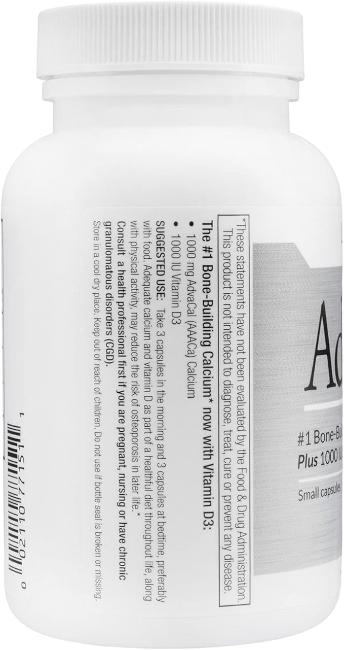 Lane Innovative - AdvaCAL 1000, Advanced Calcium Supplement, Easy to Swallow Extra Small Capsule, Supports Increased Bone Density (50 Servings)
