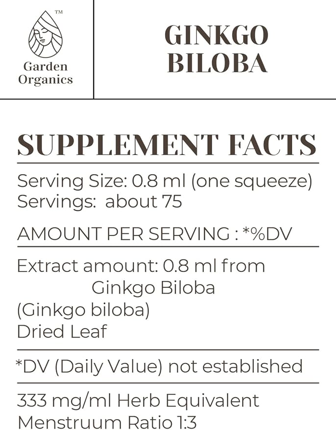 Ginkgo Biloba Alcohol-Free Natural Tincture Extract, 100% Ginkgo (2 fl