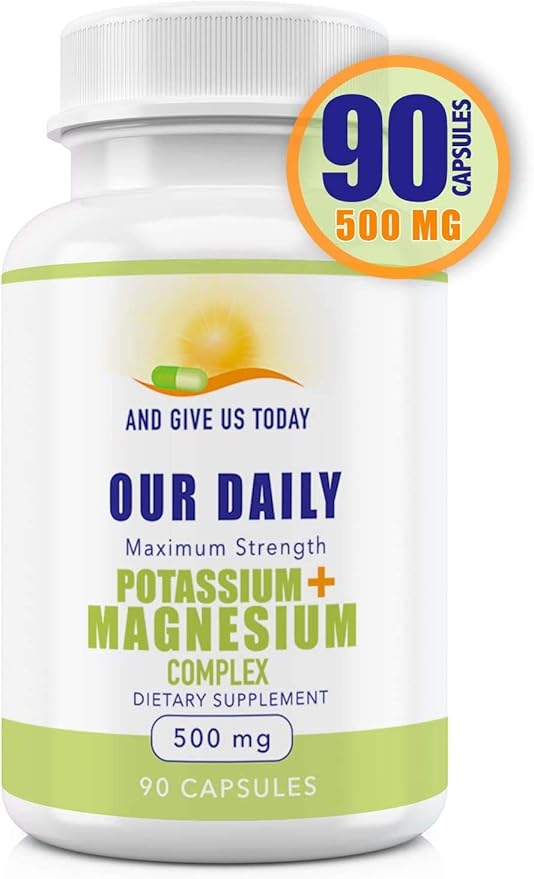 Our Daily Vites Potassium Magnesium Supplement 500mg - Powerful Magnesium Potassium Supplement with 5 Forms of Magnesium for Muscle Recovery, Leg Cramps, Gluten-Free Non-GMO - 90 Caps