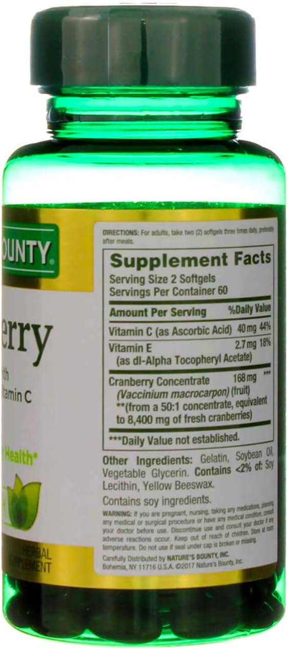 Nature's Bounty Cranberry Fruit 4200 mg, 120 ea 5)