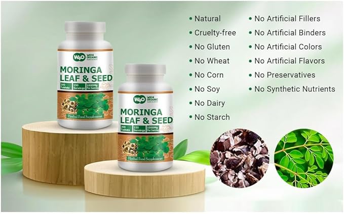 Moringa Oleifera Leaf and Seed Powder (80:20) Ratio 300 Pills(Tablets), 150 Servings, 1000 mg. 2.