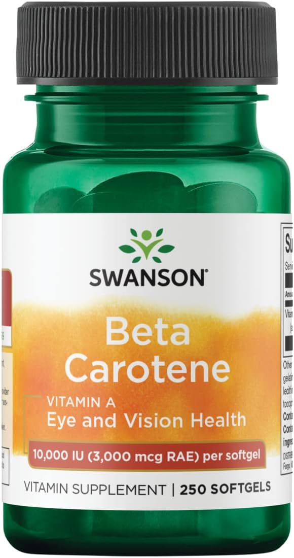 Swanson Beta-Carotene - Vitamin A Supplement (250 Softgels, 3000mcg Each)