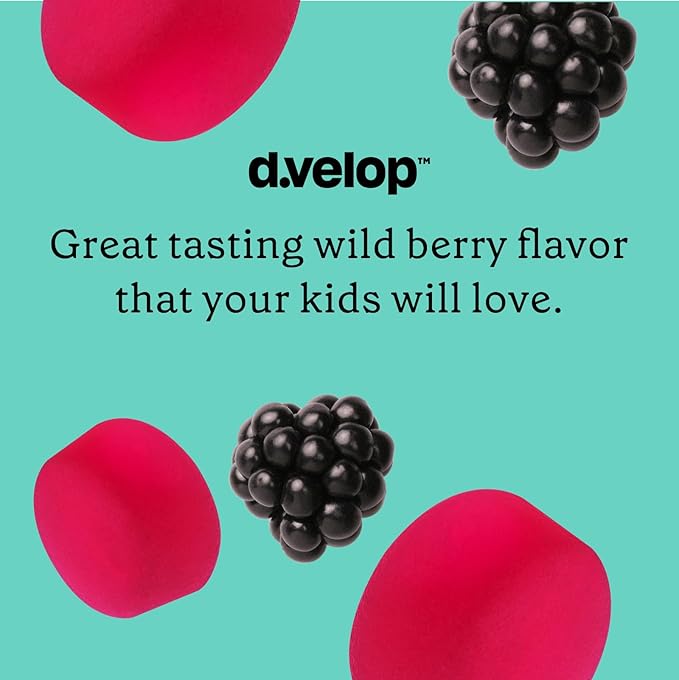 d.velop Vitamin D Kids Gummies –60 Count, 600 IU – Kids Immune Support - 3X Faster & More Effective – No Artificial Flavors or Sweeteners – Dairy-Free – Wild Berry Flavor - Kids Vitamin D for Ages 4+
