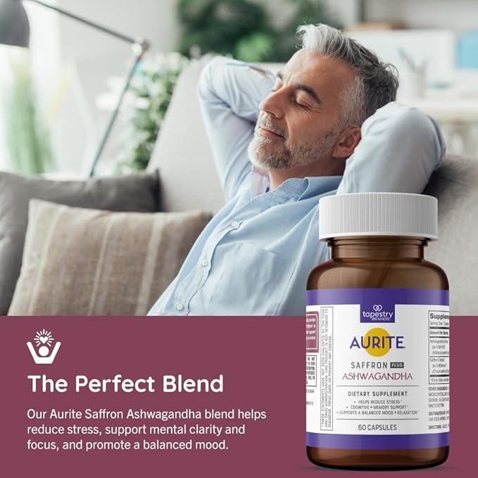 Saffron Ashwagandha Supplement 60 Count, (2 Months