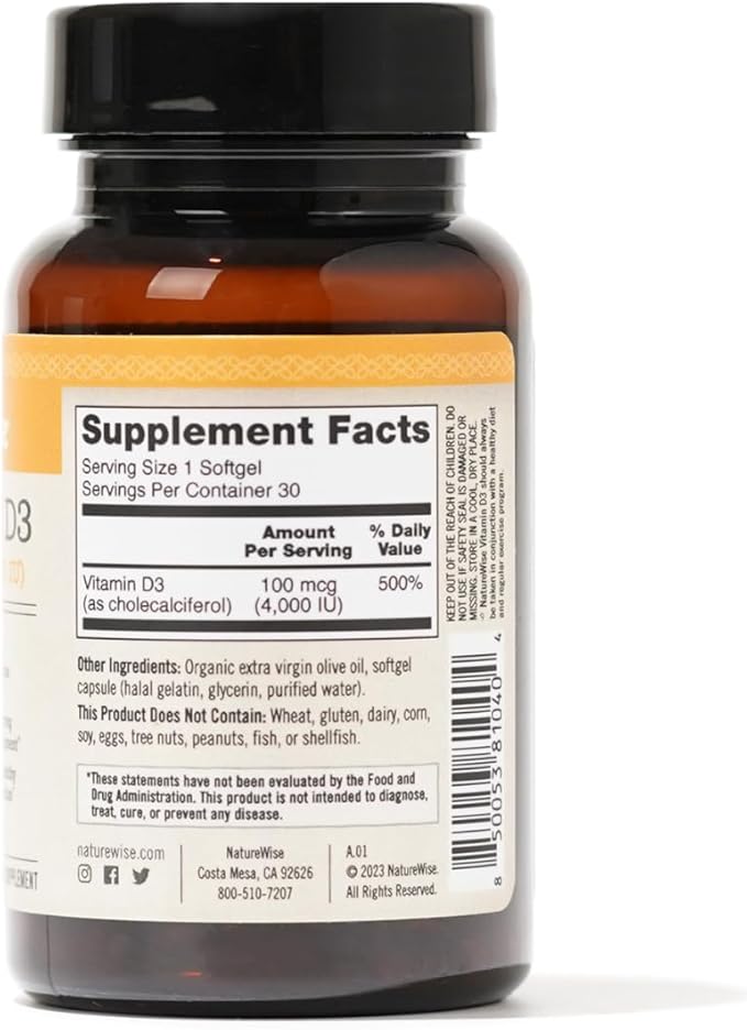 NatureWise Vitamin D3 4000iu (100 mcg) 30 Count