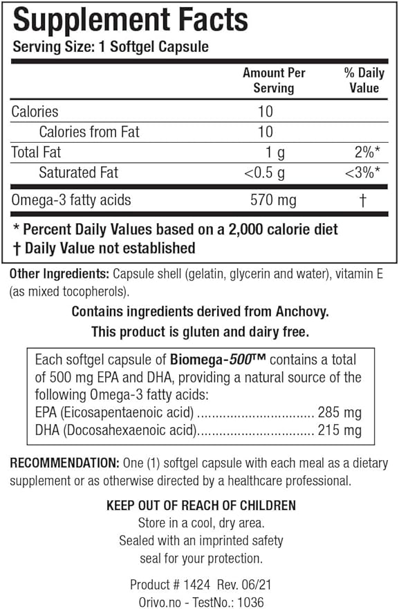 Biotics Research Biomega 500 Omega 3 3 Fatty 90 Softgels