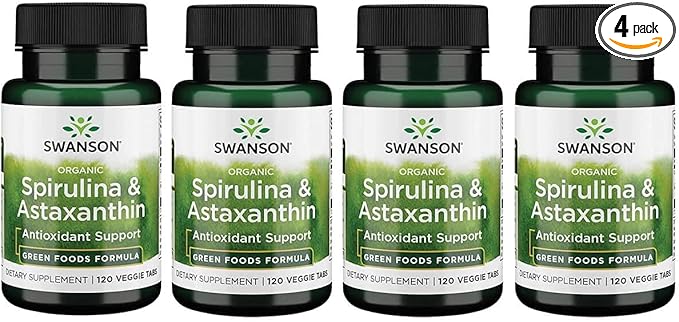 Swanson Organic Spirulina & Astaxanthin 120 4 Pack