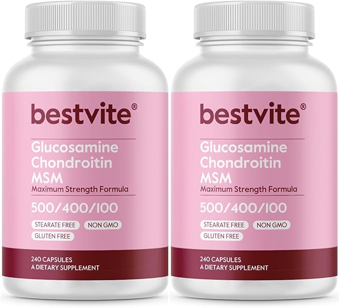BESTVITE Glucosamine Chondroitin MSM 500/400/100 per (480 Capsules) (240 x 2) with