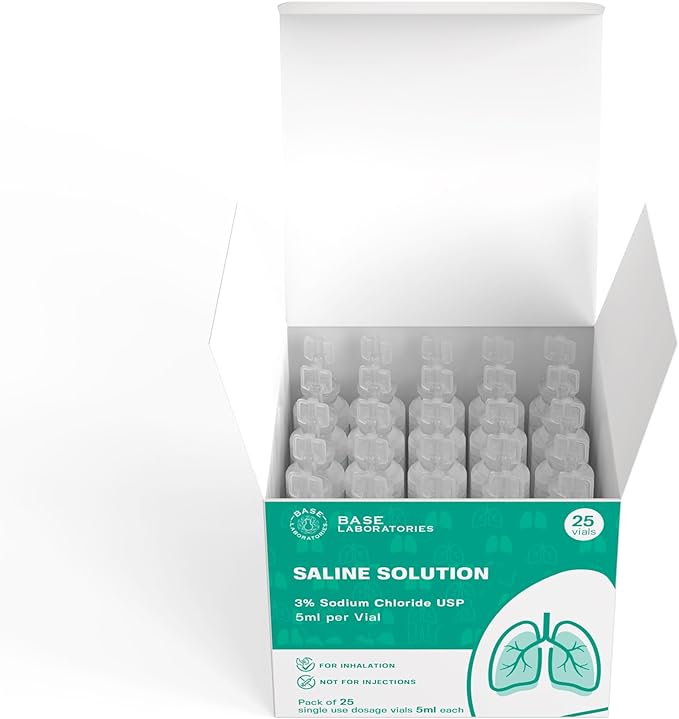BASE LABORATORIES 3% Saline Solution 3% Concentration 25 Vials 5ml Unit