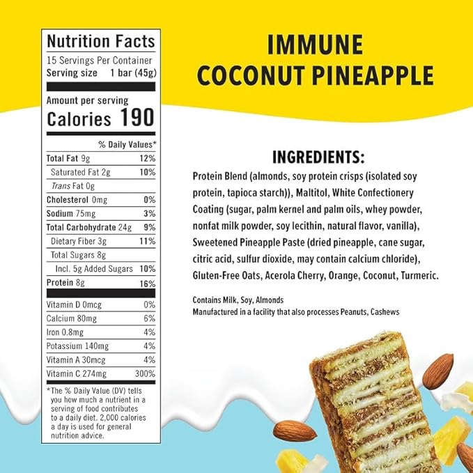 JiMMY'S! Functional Immune Protein Bar 15 count 300% Daily